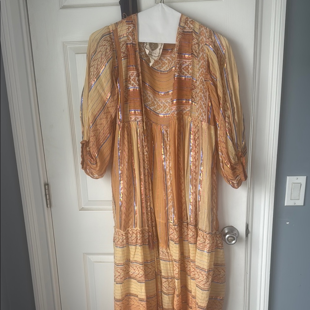 We The Free Orange Cream Tiered Resort Sundress